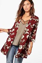 Boohoo Petite Caitlin Floral Woven Duster Jacket