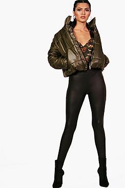 Boohoo Tall Holly Crop Pu Leggings