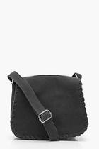 Boohoo Kate Real Suede Whipstitch Saddle Bag