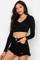 Boohoo Tall Seam Detail Rib Crop Top