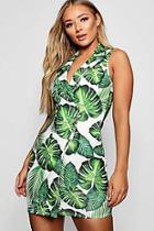 Boohoo Layla Sleeveless Blazer Palm Print Mini Dress