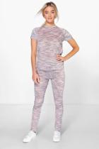 Boohoo Bella Baseball Tee And Legging Lounge Set Nude