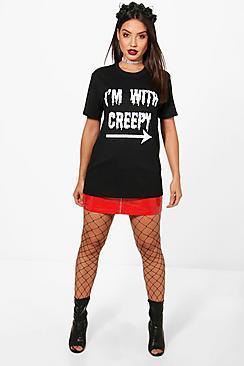 Boohoo Creepy Printed Halloween T-shirt