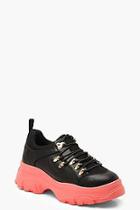 Boohoo Contrast Sole Lace Up Chunky Hiker Trainers