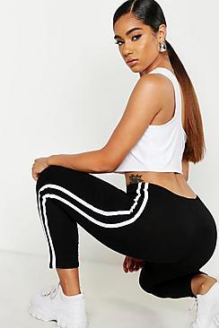 Boohoo Cropped Double Side Stripe Leggings