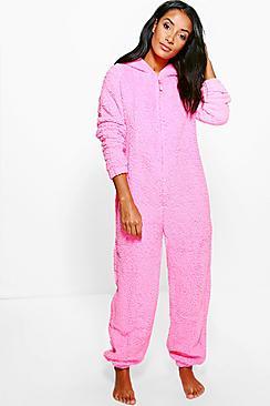 Boohoo Amy Pink Polar Bear Fleece Onesie