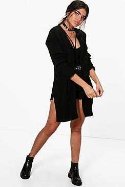 Boohoo Joanna Side Split Edge To Edge Cardigan