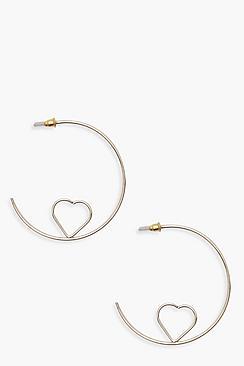 Boohoo Hope Heart Detail Hoops
