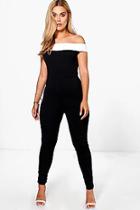 Boohoo Plus Stefi Contrast Panel Jumpsuit