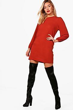 Boohoo Heather Balloon Sleeve Knitted Dress