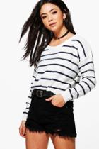 Boohoo Abigail Nautical Stripe Jumper White