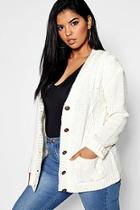 Boohoo Plus Button Down Cable Chunky Cardigan