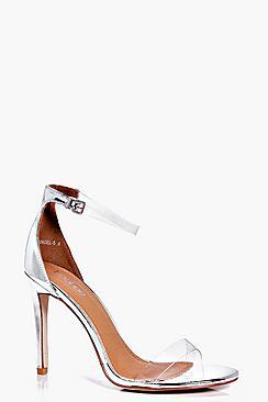 Boohoo Amelia Metallic Clear Strap Two Part Sandal