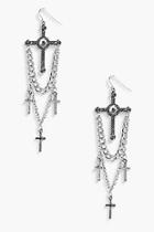 Boohoo Skye Statement Diamante Cross Chain Earrings