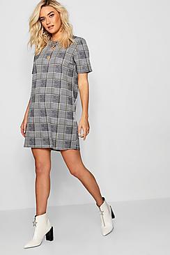Boohoo Mini Dogtooth Check Shift Dress