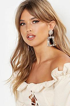 Boohoo Hammered Statement Oversized Earrings