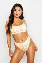 Boohoo Mix & Match Neon Stripe Scoop Bikini Top