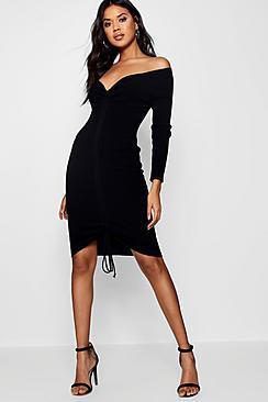 Boohoo Molly Ruched Front Rib Bodycon Dress