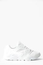Boohoo Lace Up Running Trainers With Heel Detail White