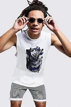 Boohoo Neon Printed Drop Armhole Tank