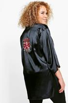 Boohoo Plus Esme Satin Embroidered Jacket Black