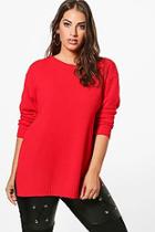 Boohoo Plus Becca Side Split Moss Stitch Jumper