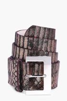 Boohoo Harriet Metallic Faux Snake Boyfriend Belt Bronze