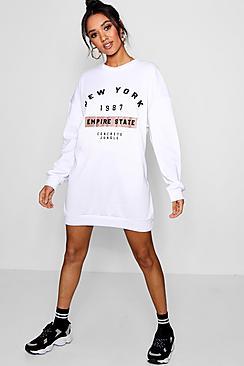 Boohoo Petite Slogan Sweat Dress