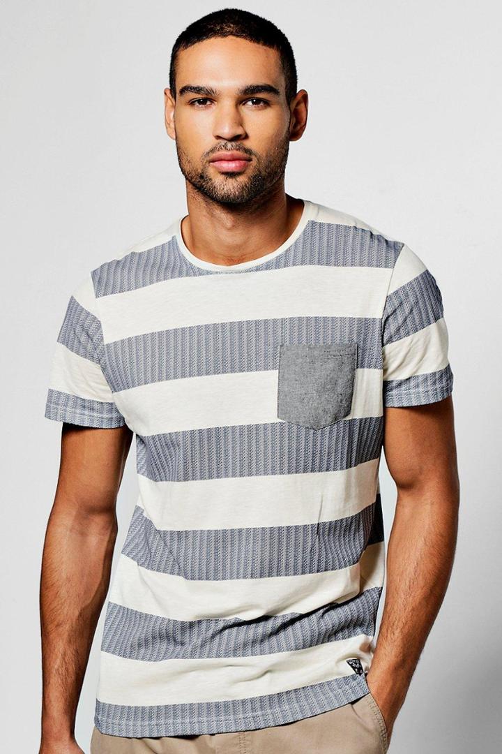 Boohoo Cotton Club Stripe T Shirt Navy