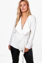 Boohoo Plus Nina Tie Front Tailored Jacket