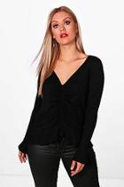 Boohoo Plus Rouched Detail Plunge Top