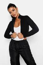 Boohoo Cropped Zip Front Jacket