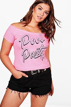 Boohoo Plus Lydia Off The Shoulder Pool Party Top