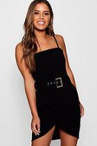 Boohoo Petite Monica Safari Style Belted Mini Dress