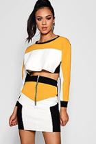 Boohoo Anna Colour Block Sports Zip Skirt Co-ord