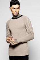 Boohoo Fine Gauge Crew Neck Jumper With Biker Detail