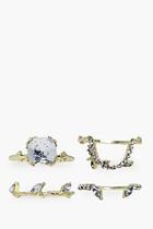 Boohoo Julia Crystal 4 Set Ring Pack