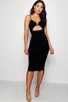 Boohoo Rhyla V Bar Cut Out Detail Midi Dress