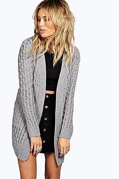 Boohoo Leah Cable Cardigan With Pockets