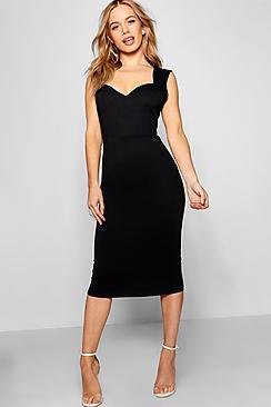 Boohoo Petite Emma Sweetheart Neckline Midi Dress