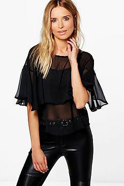 Boohoo Paige Woven Ruffle Top