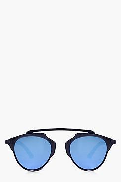 Boohoo Evie Blue Lense Aviator Sunglasses