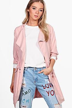Boohoo Milly Tie Waist Waterfall Utility Jacket