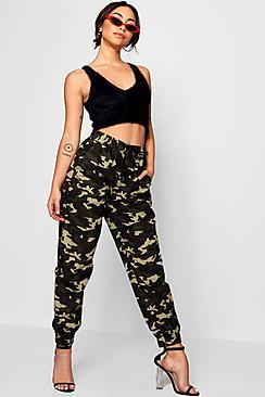 Boohoo Elasticated Cuff Camo Utility Trousers