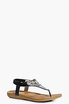 Boohoo Vanessa T Bar Embellished Sandal