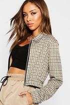 Boohoo Heritage Check Cropped Bomber