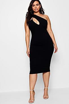 Boohoo Plus Sav High Neck Cut Out Detail Midi Dress
