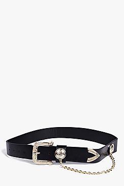 Boohoo Angel Chain And Coin Detail Waist Belt