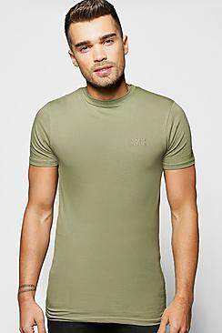 Boohoo Short Sleeve Muscle Fit T-shirt With Logo