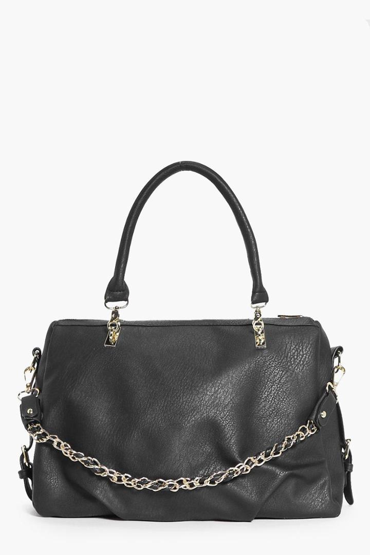Boohoo Niamh Chain Strap Detail Oversize Day Bag Black